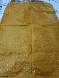 Semi Silk Saree With Machine Embroidery