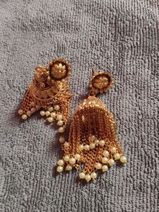 Gold Tone Pearl Drop Earrings