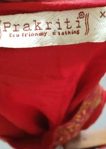 Red Kurti With Yellow Flower Print