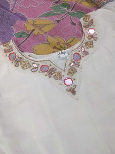 white gawn and colorfull duppata