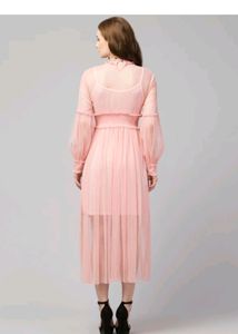 Offer Price 📢 Beautiful Women Lace Flowers Dream Gauze Dress Temperament Collar Lantern Sleeve Dress(With Inner )