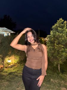 Brown Cowl Neck Top