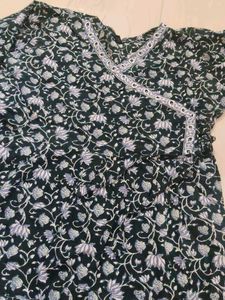 Floral Print Angrakha Kurti