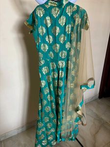 Beautiful Sea Green Gown With Dupatta