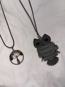Owl Necklace + Free Tree Chain