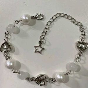 Pearl &amp; Silver Charm Bracelet