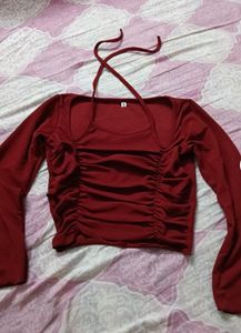 Red Cold Shoulder Top