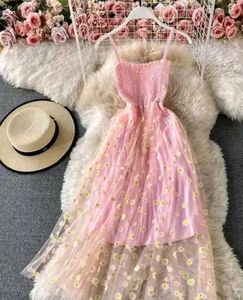 Polka Dot One, Pink Floral Midi A-Line Dress