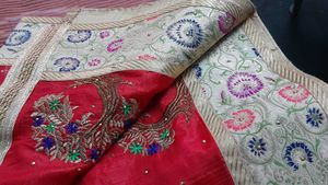 Embroidered Red & Gold Saree
