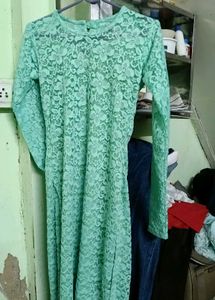 Mint Green Lace Long Sleeve Dress