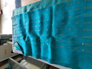 Cyan And Gold Saree (Women&#39;s)
