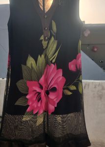 Black Georgette Sleeveless Kurti