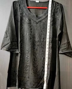 Black Self Colour Embroidered Top