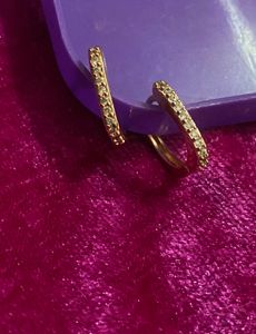 AntiTarnish Gold &amp; Crystal Hoop Earrings
