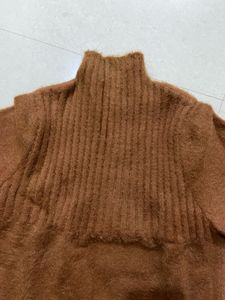 Cozy Brown Knit Pullover Dress