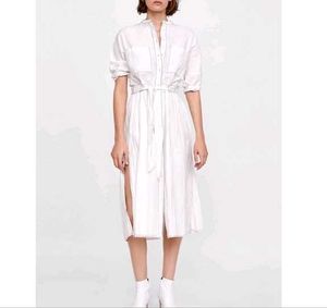 ZARA BASIC White Button Down Dress