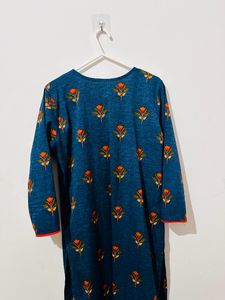 Blue Floral Motif Kurti From Ahika