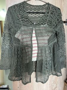 Green Lace Shrug