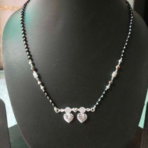 Pure Silver CZ Double Heart ❤️ ❤️ Mangalsutra