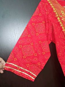 Red Embroidered Kurta