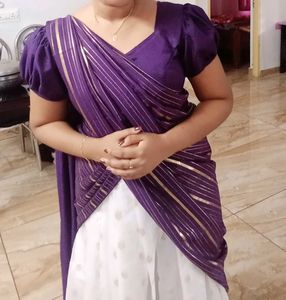 Elegant Purple & White Davani Set Ready To Wear