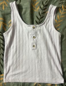 Ribbed Tank Top with Buttons