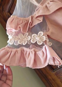 baby pink net peplum top (new)