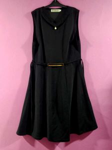 Imported Sleeveless Matte Black Dress