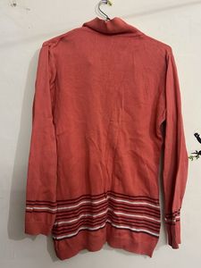 Coral Striped Knit Top