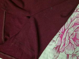 Elegant Maroon Embellished Long Sleeve Top for Wom