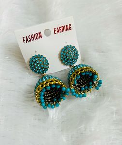 Traditional Blue Stone Jhumka | Ethnic |Festive