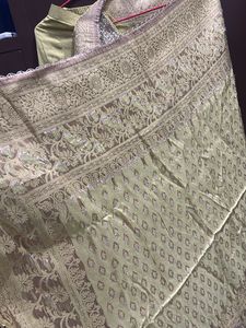lime green suit set with banarsi dupatta