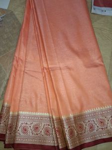 Butter Silk Saree(peach Color)