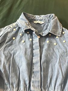 Denim Dress With Beautiful Pearl Work
