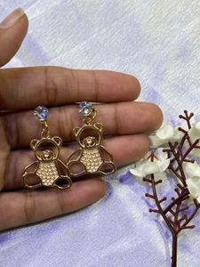 Cute Teddy Bear Necklace and Earring