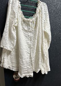 White Eyelet Off-Shoulder Top