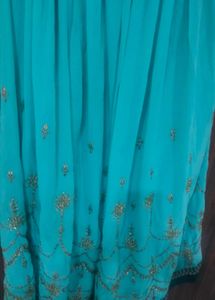 Teal &amp; Gold Embellished Salwar Kameez