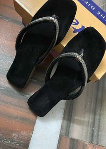 Sparkly Black Flip Flops