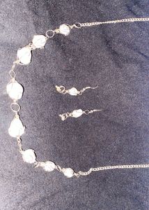White Stone Necklace &amp; Earring Set
