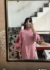 Pakistani Pink Floral Kurta Set