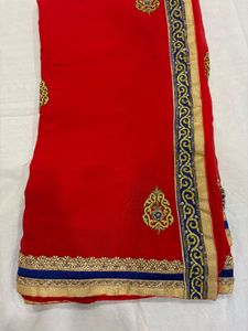 Red Embroidered Saree