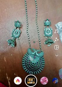 Green Agate &amp; Silver Statement Necklace