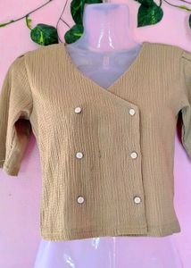 Stylish Korean Beige Button Top ✨