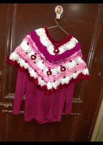 Combo Of Top And Handknitted Poncho