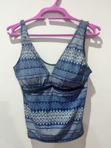 Blue Patterned Bikini Top