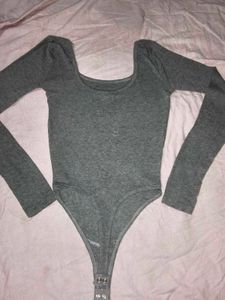 Gray Long Sleeve Bodysuit
