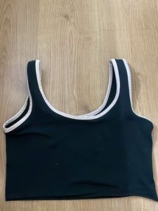 Black Cropped Tank with White Trim