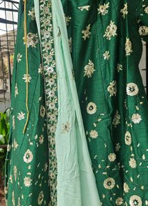 Emerald Green Embroidered Lehenga