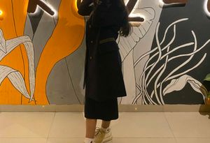 Black Ribbed Knit Midi Skirt