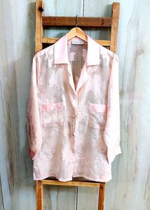 Floral Sheer Button-Down Shirt Size-42